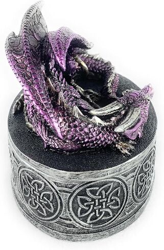 Dragon Statue Jewelry Box - Medieval Fantasy Myth with Cover Treasure Box, Dragon Statue Decoration Collection Gift Box (Purple) in Kuwait