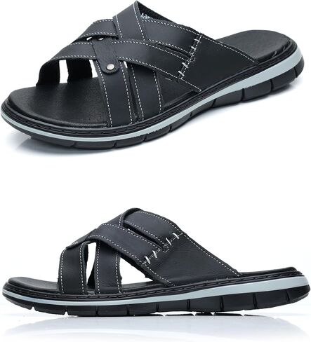 MGGMOKAY Men's Slide Sandal Mens Leather Sandals Comfortable Lightweight Summer Casual Beach Slides for Men in Saudi Arabia