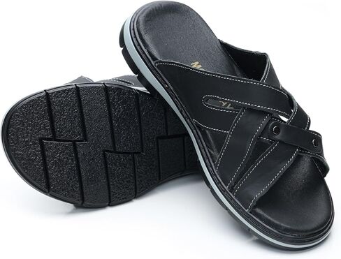 MGGMOKAY Men's Slide Sandal Mens Leather Sandals Comfortable Lightweight Summer Casual Beach Slides for Men in Saudi Arabia