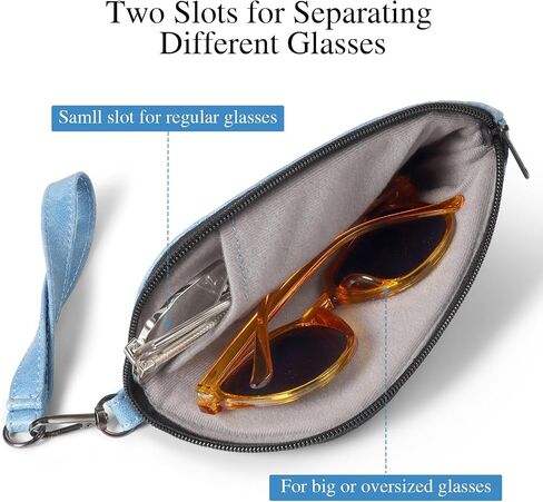 علبة نظارات Eyeglass المزدوجة ، ناعم بولي ناعم ثنائي السفر ، حقيبة حقيبة منظمات نظارة شمسية مع سوستة للرجال نساء in Kuwait