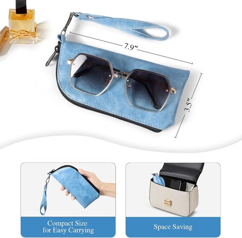 علبة نظارات Eyeglass المزدوجة ، ناعم بولي ناعم ثنائي السفر ، حقيبة حقيبة منظمات نظارة شمسية مع سوستة للرجال نساء in Kuwait
