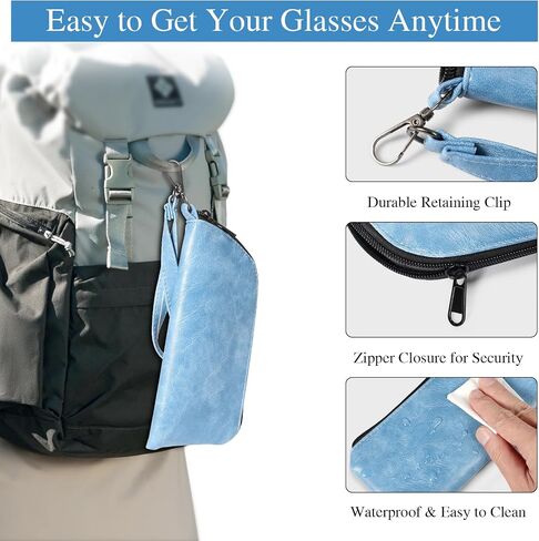 علبة نظارات Eyeglass المزدوجة ، ناعم بولي ناعم ثنائي السفر ، حقيبة حقيبة منظمات نظارة شمسية مع سوستة للرجال نساء in Kuwait