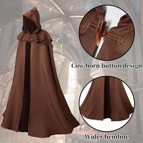 Renaissance Hooded Cloak for Women Men,Adult Medieval Cloak,Vintage Viking Cloak,Halloween Renaissance Costume in Kuwait