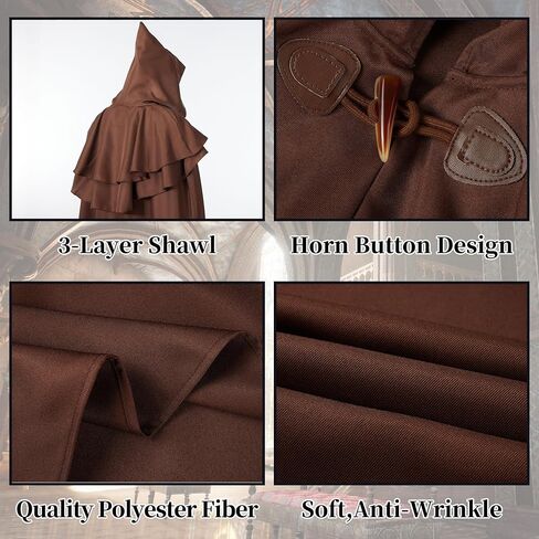 Renaissance Hooded Cloak for Women Men,Adult Medieval Cloak,Vintage Viking Cloak,Halloween Renaissance Costume in Kuwait