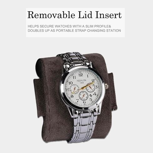 Watch Travel Case for Men: 3 حالة عرض منظم مراقبة الفتحات - حالة تخزين وسفر محمولة - Watch Roll تناسب جميع ساعات المعصم والساعات الذكية حتى 50 ملم in Kuwait