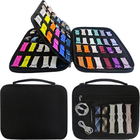 48 Slots Watch Bands Storage Bag, Watch Band Carrying Case Fit for Most Sizes of Watch Straps, Watch Band Holder Organizer,Bag Only (Black) in Kuwait