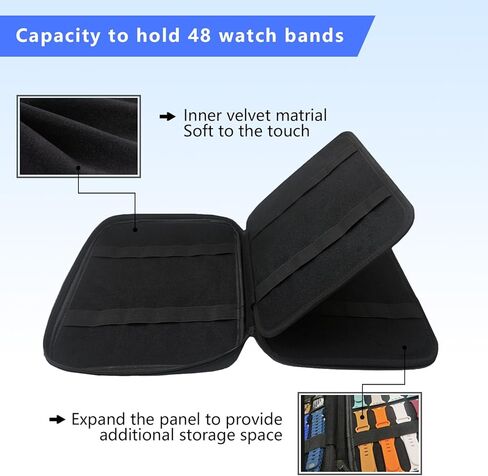 48 Slots Watch Bands Storage Bag, Watch Band Carrying Case Fit for Most Sizes of Watch Straps, Watch Band Holder Organizer,Bag Only (Black) in Kuwait