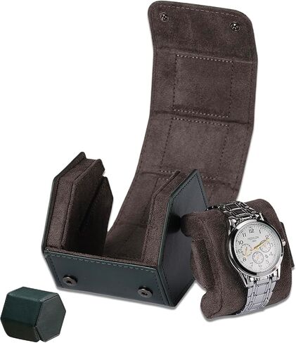 Watch Travel Case for Men: 3 حالة عرض منظم مراقبة الفتحات - حالة تخزين وسفر محمولة - Watch Roll تناسب جميع ساعات المعصم والساعات الذكية حتى 50 ملم in Kuwait