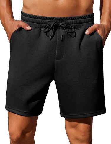 PINSPARK Mens Lounge Sweat Shorts, 7" Casual Elastic Waist Gym Workout Shorts with Drawstring in Saudi Arabia