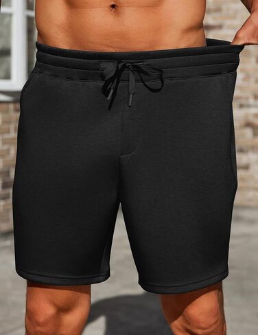 PINSPARK Mens Lounge Sweat Shorts, 7" Casual Elastic Waist Gym Workout Shorts with Drawstring in Saudi Arabia