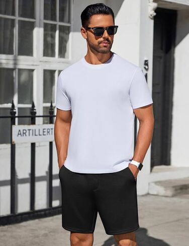 PINSPARK Mens Lounge Sweat Shorts, 7" Casual Elastic Waist Gym Workout Shorts with Drawstring in Saudi Arabia