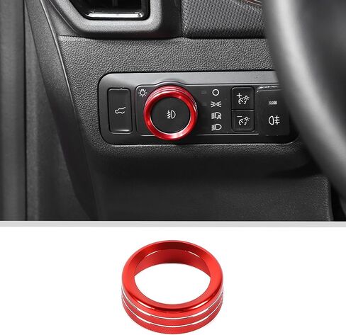 JWWY Headlight Headlamp Switch Knob Cover Trim Fit for 2021 2022 2023 2024 Ford F150,Bronco,Bronco Sport Interior Accessories,Aluminum Alloy Red in Saudi Arabia