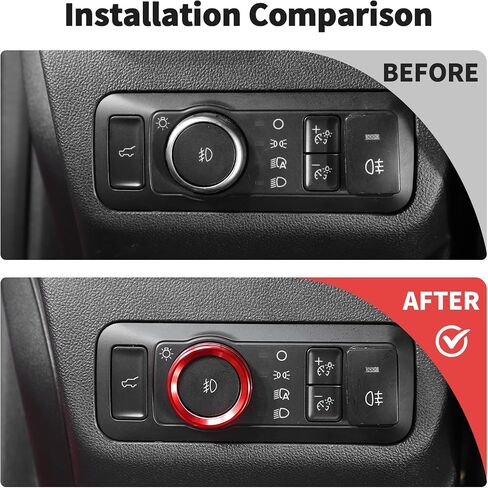 JWWY Headlight Headlamp Switch Knob Cover Trim Fit for 2021 2022 2023 2024 Ford F150,Bronco,Bronco Sport Interior Accessories,Aluminum Alloy Red in Saudi Arabia