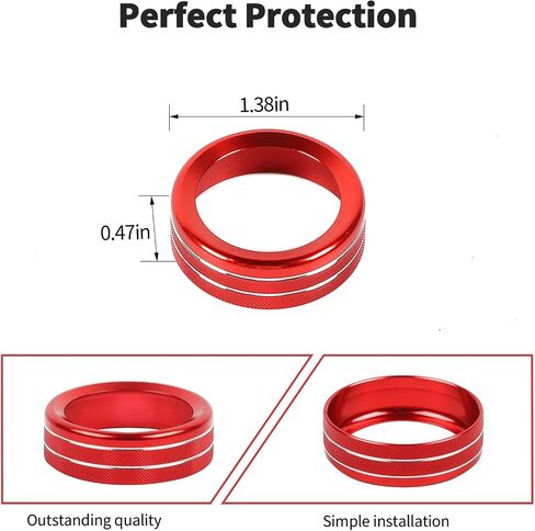 JWWY Headlight Headlamp Switch Knob Cover Trim Fit for 2021 2022 2023 2024 Ford F150,Bronco,Bronco Sport Interior Accessories,Aluminum Alloy Red in Saudi Arabia
