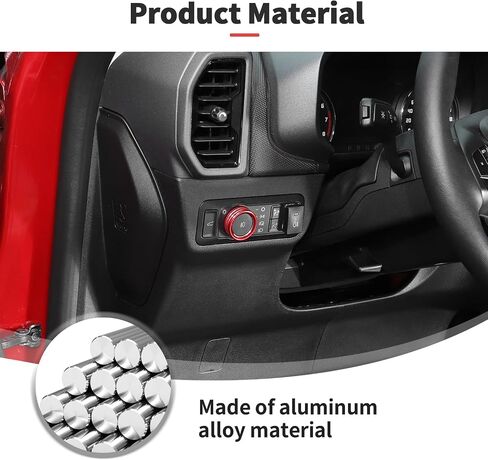 JWWY Headlight Headlamp Switch Knob Cover Trim Fit for 2021 2022 2023 2024 Ford F150,Bronco,Bronco Sport Interior Accessories,Aluminum Alloy Red in Saudi Arabia