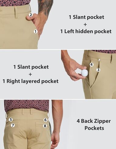 MICHEL ROUEN Golf Shorts Men 7" Solid 8 Pockets Lightweight Water-Resistant Flat Front Flex Stretch Casual Mens Dress Shorts in Saudi Arabia
