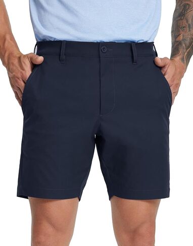 MICHEL ROUEN Golf Shorts Men 7" Solid 8 Pockets Lightweight Water-Resistant Flat Front Flex Stretch Casual Mens Dress Shorts in Saudi Arabia