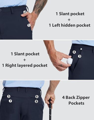 MICHEL ROUEN Golf Shorts Men 7" Solid 8 Pockets Lightweight Water-Resistant Flat Front Flex Stretch Casual Mens Dress Shorts in Saudi Arabia