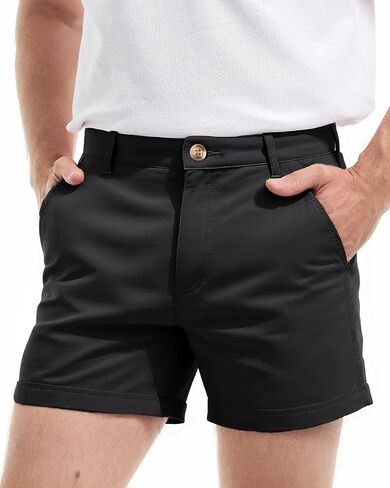 AIMPACT Men's Chino Shorts Slim-fit 5" Flat Front Elastic Waistband Stretch Casual Shorts in Saudi Arabia