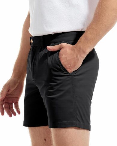 AIMPACT Men's Chino Shorts Slim-fit 5" Flat Front Elastic Waistband Stretch Casual Shorts in Saudi Arabia