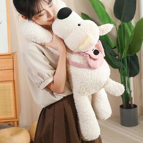 PEACH CAT West Highland White Terrier Dog Stuffed Animal with Backpack 27.5" Cute Puppy Plush Pillow Soft Plushies Toy Gifts for Kids