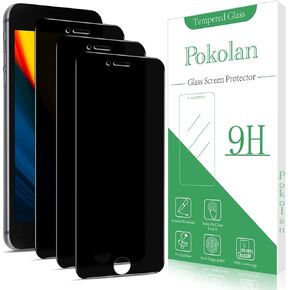 Pokolan [3-Pack] واقي شاشة للخصوصية لهاتف iPhone SE 2022/2020 (الجيل الثالث/الثاني)، صلابة 9H، طبقة زجاجية مقواة مضادة للتجسس، مضادة للخدش، خالية من الفقاعات، صديقة للحافظة