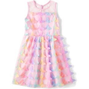 The Children's Place,Girls,Sleeveless Dressy Dresses,Pink Butterfly Mesh,6