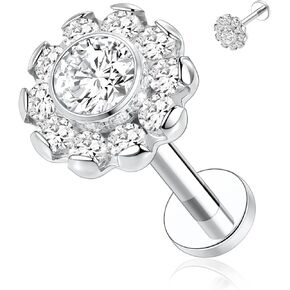Gagabody Labret Studs1 G23 Titanium Piercing Jewelry Flower CZ INTRINGS TRAGUS TRAGUS TRAGUS
