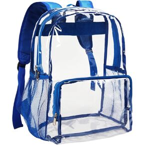 Vorspack Clear Backpack Heavy Duty - حقائب الظهر الكبيرة الواضحة للمدرسة انظر من خلال حقيبة الكتب للفتيات Boys Drapparent Bag for Work ، College - Black