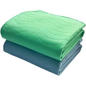 Washable Bed Pads Underpads, 18" x 24" (Pack of 2) - Heavy Absorbency Reusable Bedwetting Incontinence Pads for Kids, Adults, Elderly, and Pets - Waterproof Protective Pad for Bed,Floor