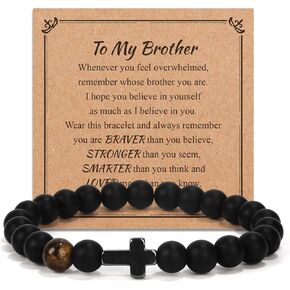 Brother Gifts from Sister, Christian Cross Bracelet Brothers Gift for Birthday Christmas Valentines Graduation Gifts for Big Brother Adult