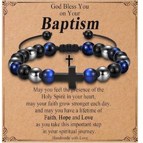 Teen Boy Gifts Cross Bracelet First Communion Baptism Confirmation Gifts for Boys Christian Jejus Jewelry for Teenage Easter Stuffers
