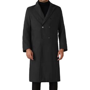Lars Amadeus Long Trench Coat for Men's Classic Notched Lapel Double Breasted Overcoats