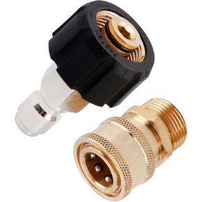 Yakamoz Pressure Washer Quick Connect Fitting Kit, Washer Gun Adapter M22 14mm to 3/8 Inch Garden Hose Quick Connector, 4500PSI