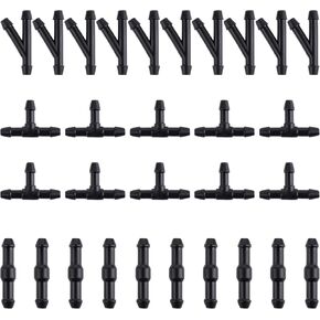 30PCS Windshield Washer Hose Connectors, 2-Way + 3-Way I/T/Y 3Type Windshield Washer Nozzles Kit Fitting Splitter Connectors for Universal Car Wipers Nozzles