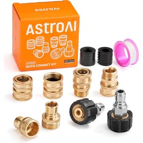 AstroAI Pressure Washer Quick Connect Kit: M22 14mm Swivel, 3/8'' & 3/4" Quick Disconnect Adapters for Enhanced Flexibility
