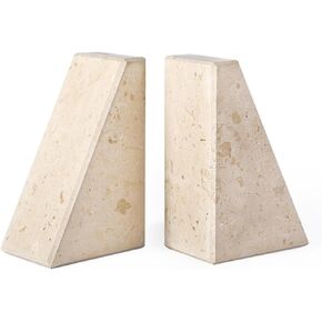 Marble Bookends for Heavy Books, Decorative Bookends for Shelves, Green Stone Book Ends, Heavy-Duty Book Ends for Hardback Book & Cookbooks, Unique Book Stopper & Holder, Set of 2