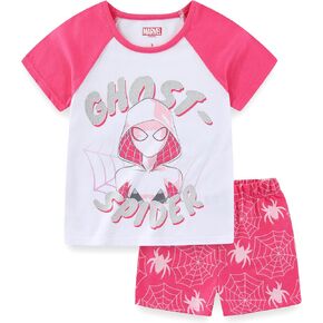 Marvel Spider-Gwen Ghost Spider Girls Thirt Shirt Sere Shirt و Terry Shorts French for Big Kids