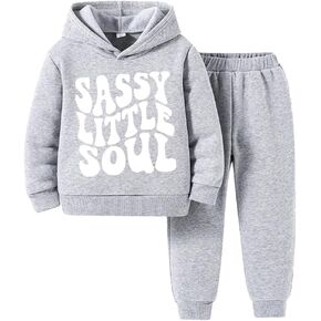 Girls Sweat Outfits - Letter Printing Girls Pullover Hoodie & Toddler Pants - Outfit for Toddler Girls(3-7 years)