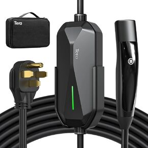 Tera 2025 New EV Charger for Tesla 40a 2.8 "أكبر عرض ETL FCC 25ft NACS المستوى 2 NEMA 14-50 PLUT & NEMA 5-15 للمستوى 1 براءة اختراع للماء IP66 المحمولة EV للنموذج Tesla Y/3/S/X P06