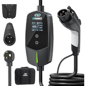 Level 2 EV Charger 40Amp, 240V 9.6KW Portable Electric Vehicle Charging Stations with NEMA 14-50P, 25FT Cable Adjustable Current/Timing Delay Home Electric Car Charger for J1772 BEVs/PHEVs