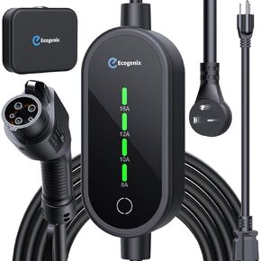 Level 1 EV Charger, 2025 Upgraded 16A Electric Car Mobile Charger | Adjustable Current | 110V-240V | NEMA 5-15 & NEMA 6-20 Plug | 21ft Cable | Home Portable Charger for All SAE J1772