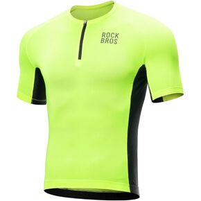 Rockbros Cycling Jersey Men Men Short Sleeve نصف سحاب مع 3 جيوب خلفية جيرسي للرجال لركوب القمصان الجافة الجافة