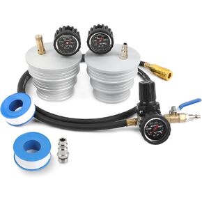 شحن الهواء مبرد CAC Boost TESTER TESTER KIT 3 "3.5" 4 "محولات متدحرجة ، 6061 BILLET Aluminium CAC Intercounders Detection Tool مع منظم 150 PSI ، تجهيزات هواء الولايات المتحدة/الاتحاد الأوروبي ، للسيارات ، شبه متقطعة.