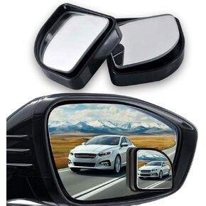 2PCS Fan Shaped Blind Spot Mirrors for Cars, 360 Degree Convex Wide Angle Rear View Mirror, Adhesive HD Glass Side Mirror, Universal Auxiliary Safety Parking Mirror for Cars SUVs Trucks (Black)