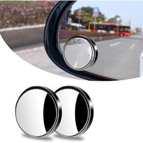 2 PCS Blind Spot Mirror, 360 Degree Adjustable Expanded Field of View Auxiliary Reversing Parts, Self-adhesive HD Glass Wide-angle Mirror with Anti-collision Housing, for Most Cars (Black)