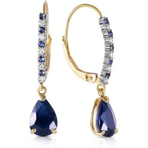 Galaxy Gold GG 3.35 Carat 14k Solid Gold Leverback Earrings with Natural Diamonds and Sapphires