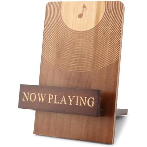 Vinyl Record Stand, Classic Wood Albums Now Playing Display Vinyl Record Stand Elegant Rustic CDs(COLOR:Brown)