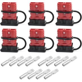 6Pcs 175A 12-36V Battery Quick Connector Kit, 2-4 Gauge Wire Quick Connect Plugs Kit, Red Quick Connect Jumper Cables Recovery Kit for Car Lifts Motors Trailer Towing ATV Winch