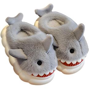 Shark Slippers for Toddlers, Non-Slip Soft Baby for Boys & Girls, Warm Kids House Shoes with Cute 3D Shark Design, Durable for Indoor & Outdoor Use. Color: Grey